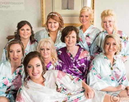 Bridal party looking flawless with airbrushed makeup and trendy updos